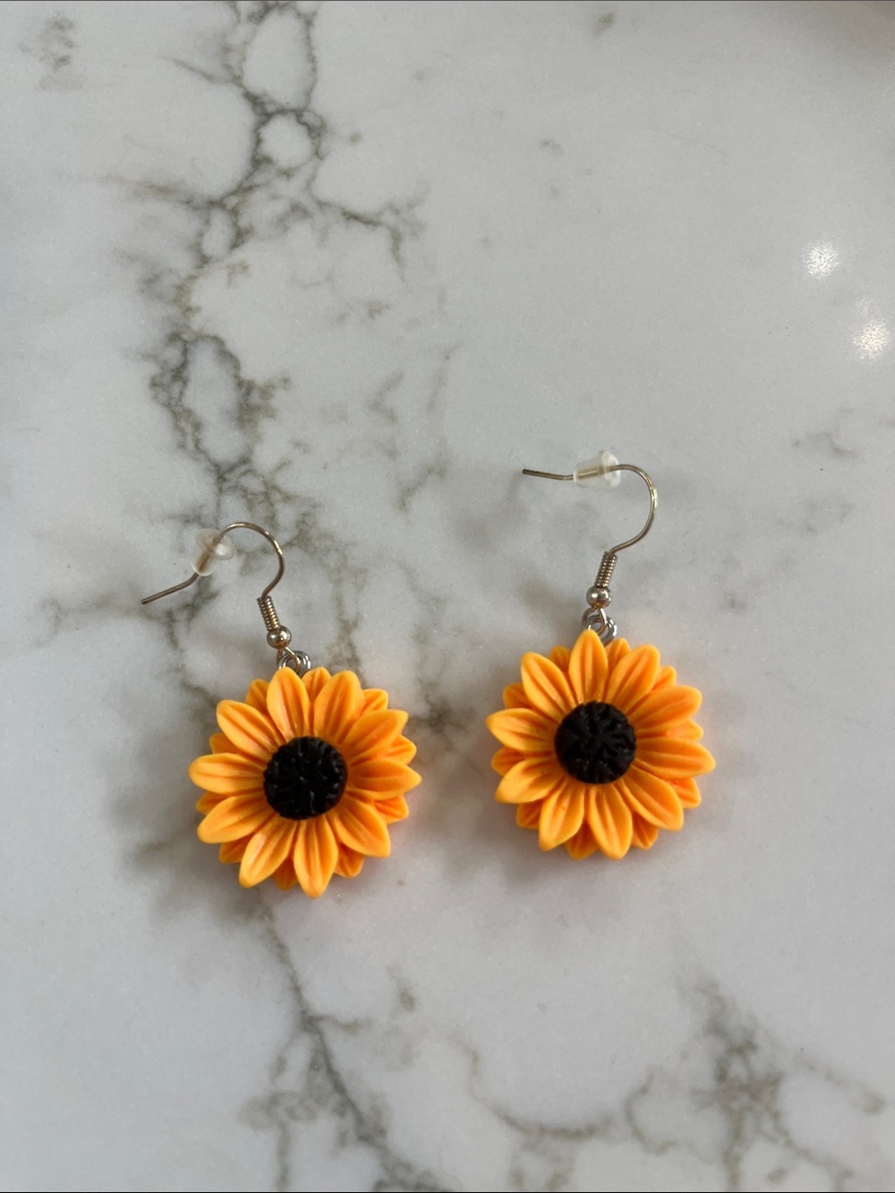 Sunflower Dangle Earrings - Yellow & Black
